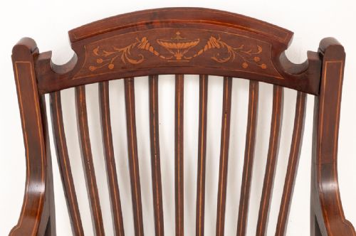 SHERATON REVIVAL MAHOGANY INLAID ELBOW CHAIR - ADDITIONAL PHOTO 2