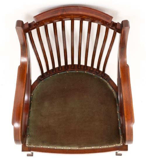 SHERATON REVIVAL MAHOGANY INLAID ELBOW CHAIR - ADDITIONAL PHOTO 6