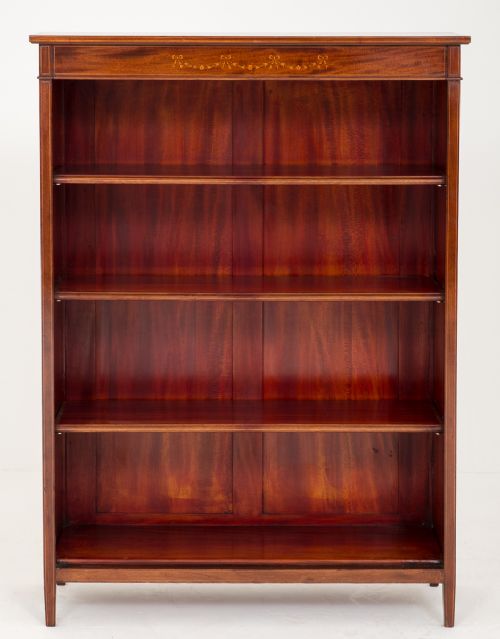 Victorian Mahogany Inlaid Open Bookcase
