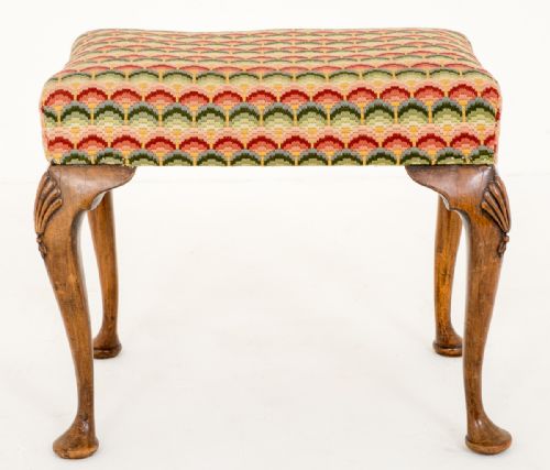 Walnut Queen Anne Style Piano Stool