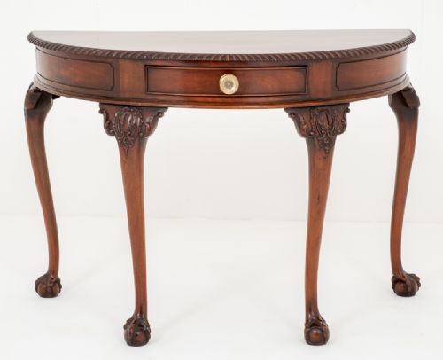 Mahogany Chippendale Style Demi Lune Console Table