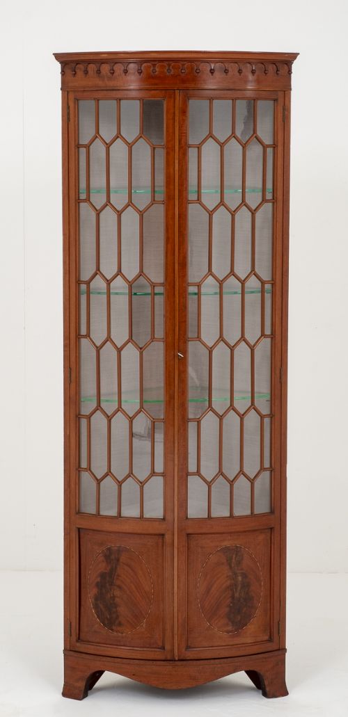 Pretty Sheraton Revival Mahogany Corner Cabinet