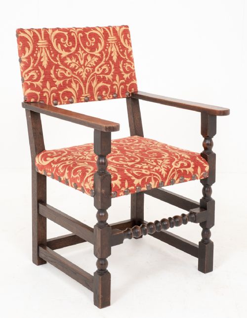 fig 1. Set of 8 (6 + 2) Oak Dining Chairs