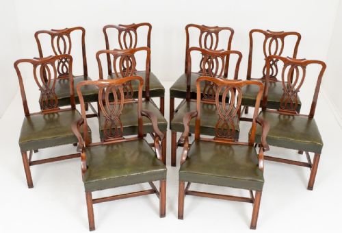 Set of 10 Hepplewhite Style Mahogany Dining Chairs
