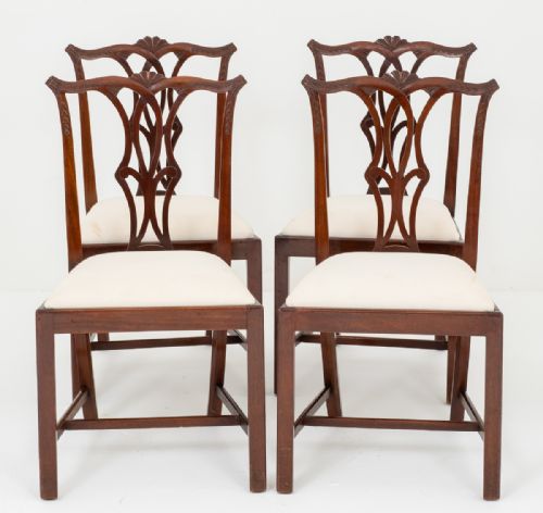 Set of 4 Mahogany Chippendale Style Dining Chairs