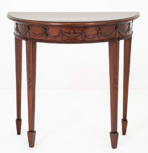 Pretty Mahogany Demi Lune Console Table