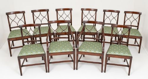 Set of 10 (8 + 2) Mahogany Regency Style Dining Chairs