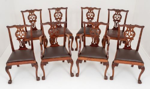 Superb Set of 8 Mahogany Chippendale Style Dining Chairs
