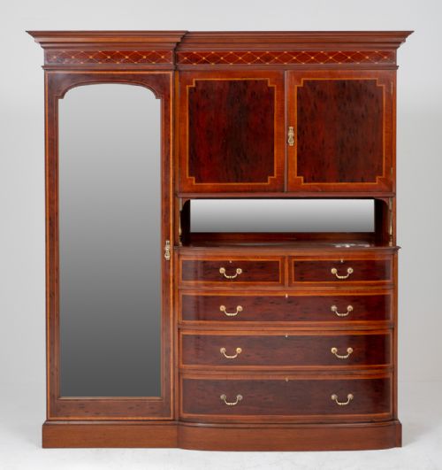 Superb Quality Mahogany Combination Wardrobe