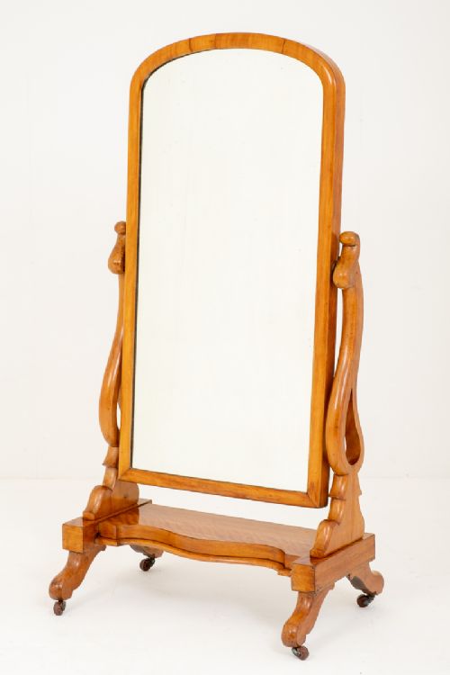 Victorian Satin Birch Cheval Mirror