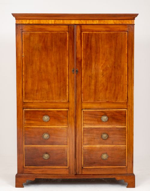 Georgian Inlaid Mahogany Gentleman's Wardrobe.