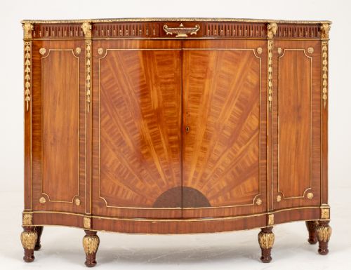 Stunning Mahogany and Gilt Serpentine Side Cabinet