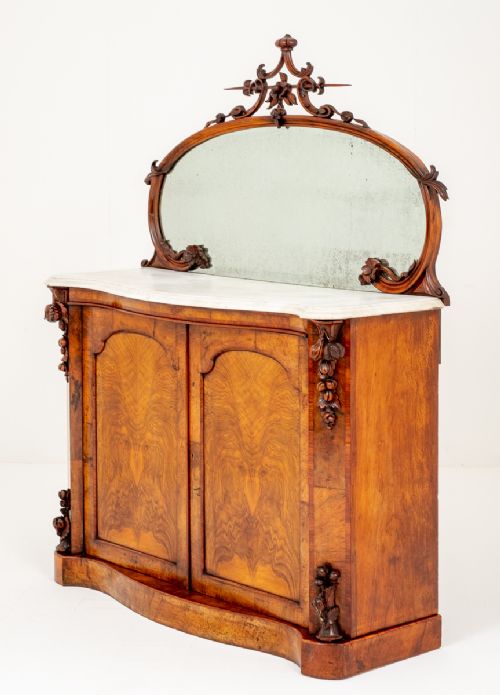 Victorian Walnut Marble Top Chiffonier