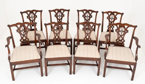 Set of 8 Mahogany Chippendale Style Dining Chairs