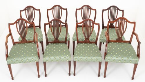 Set of 8 Mahogany Hepplewhite Style Dining Chairs