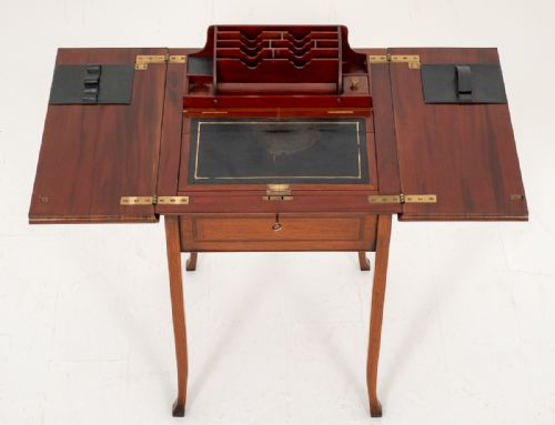 ELEGANT MAHOGANY SHERATON REVIVAL POPUP WRITING TABLE - ADDITIONAL PHOTO 6