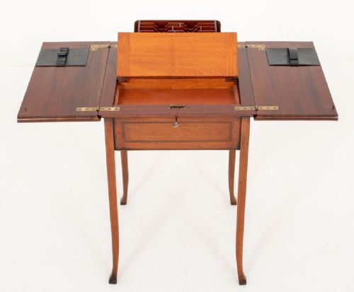 ELEGANT MAHOGANY SHERATON REVIVAL POPUP WRITING TABLE - ADDITIONAL PHOTO 9