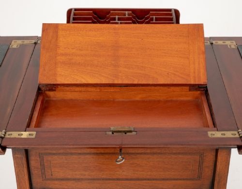ELEGANT MAHOGANY SHERATON REVIVAL POPUP WRITING TABLE - ADDITIONAL PHOTO 10