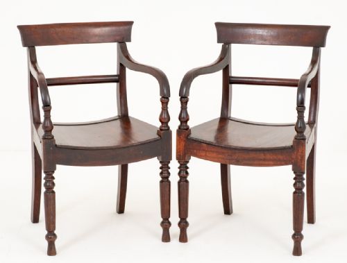 Pair of Early Victorian Mahogany Open Arm Chairs