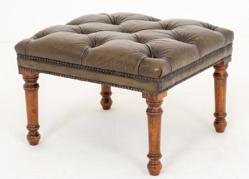 Victorian Style Leather Foot Stool