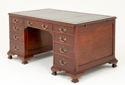 Mahogany Partners Desk with Chippendale Influences