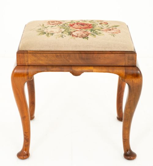 Walnut Queen Anne Style Stool