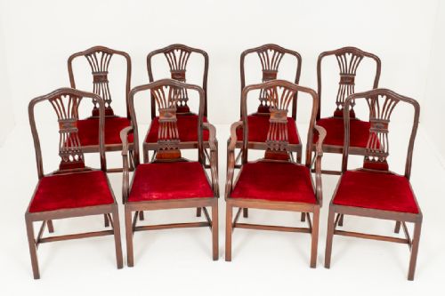 Set of 8 Mahogany Hepplewhite Style Dining Chairs