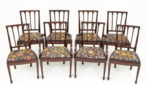 Set of 8 Mahogany Hepplewhite Style Dining Chairs