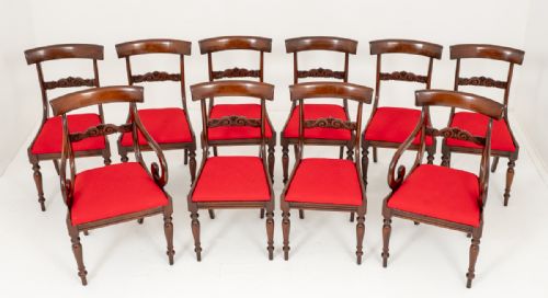 Set of 10 Regency Style Mahogany Dining Chairs