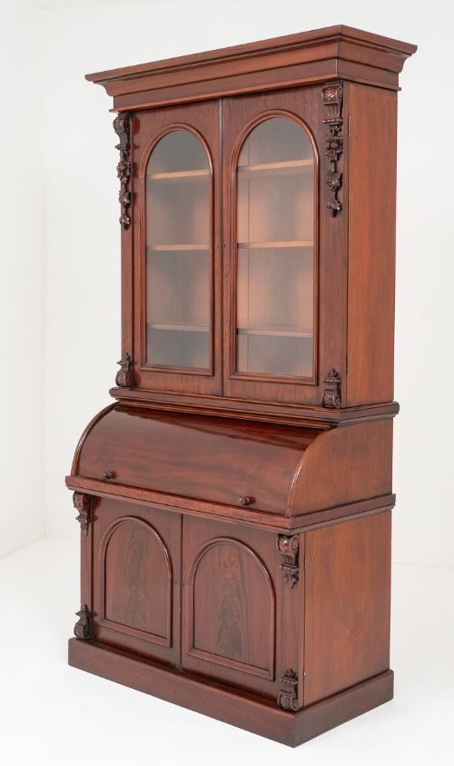 Good Quality Victorian Mahogany Cylinder Bookcase