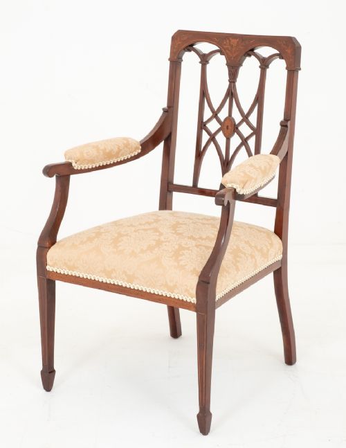 Sheraton Revival Mahogany Open Elbow Chair