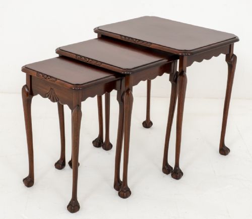 Mahogany Chippendale Style Nest of 3 Tables