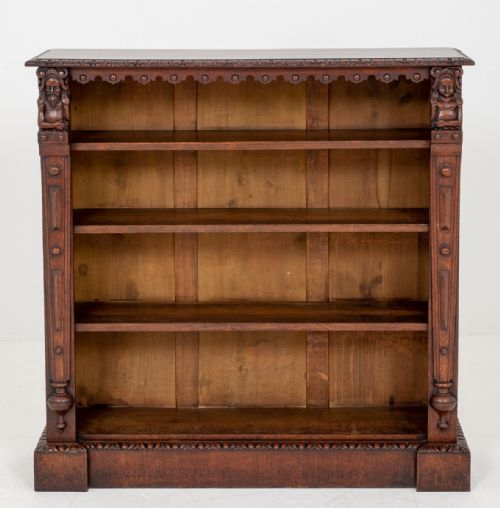 Carved Oak Open Bookcase