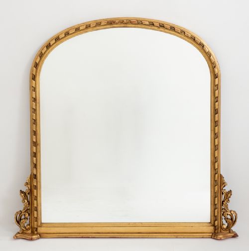 Victorian Style Carved Giltwood Overmantle Mirror