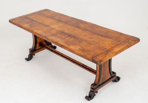 French Sycamore and Ebony Dining Table