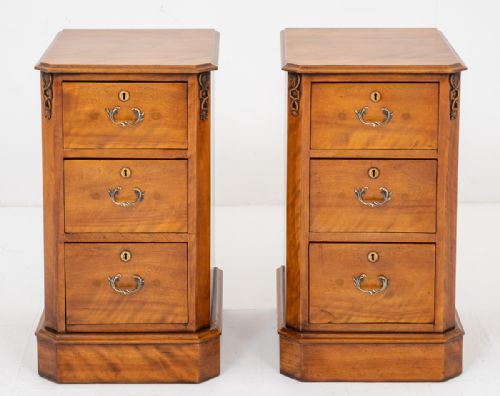 Pair of Victorian Satin Birch Bedside Cabinets