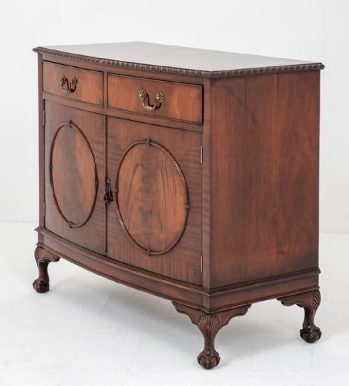 Chippendale Style Mahogany Bow Side Cabinet