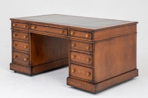 Victorian Oak Pedestal Desk