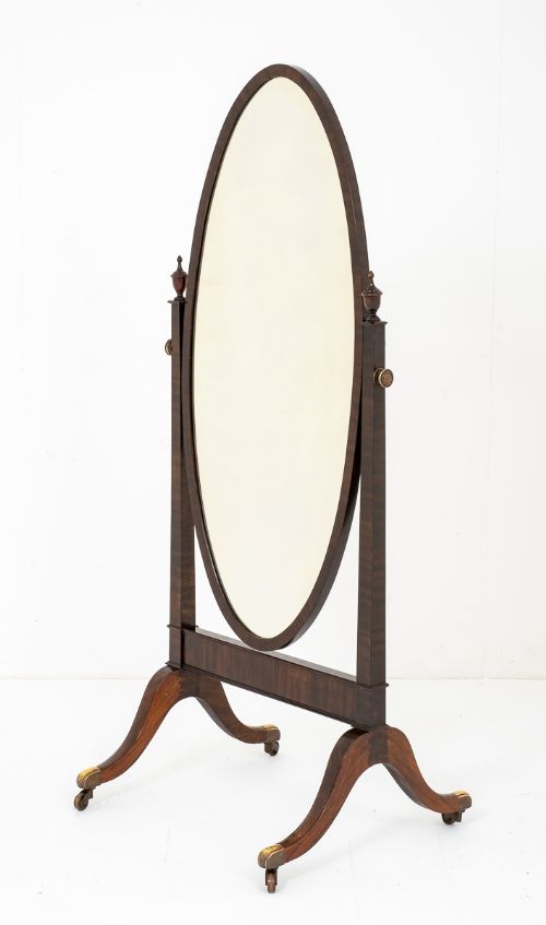 Regency Style Mahogany Cheval Mirror