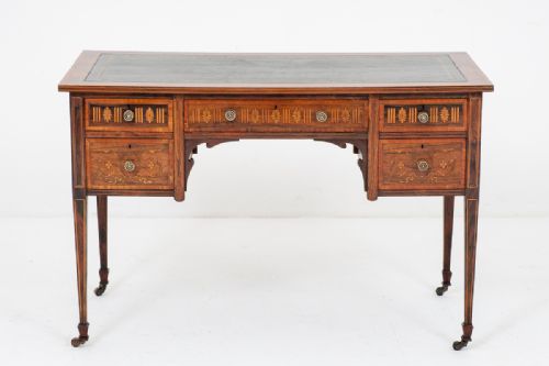 Sheraton Revival Rosewood and Inlaid Writing Table