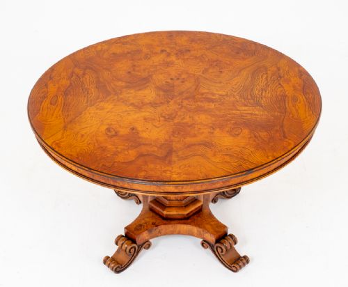 Figured Elm Circular Dining Table