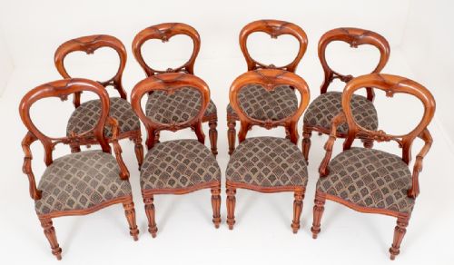Set of 8 Mahogany Victorian Style Balloon Back Dining Chairs
