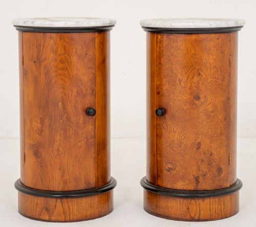 Pair of Victorian Style Figured Oak Bedside Cabinets