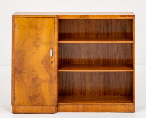 Art Deco Walnut Open Bookcase