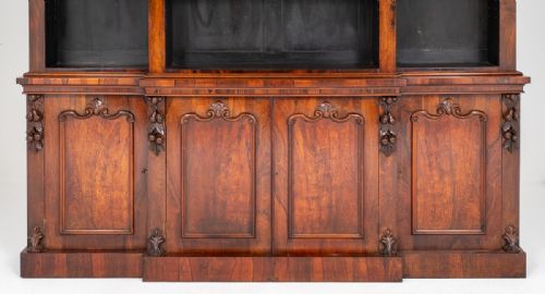 fig 1. Early Victorian Rosewood Breakfront Bookcase