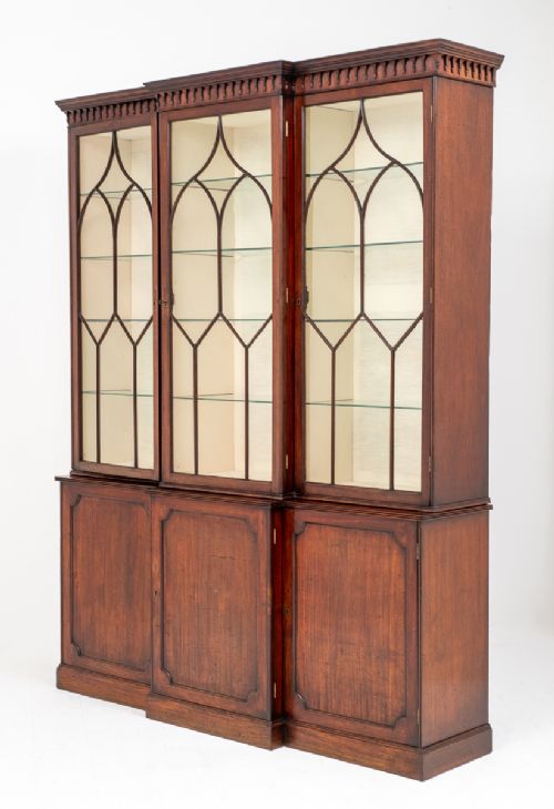Regency 3 Door Mahogany Breakfront Bookcase