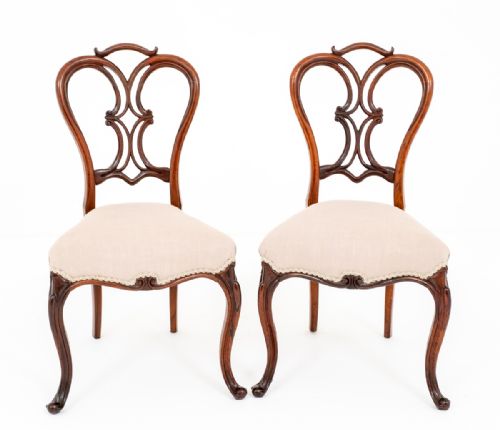 Pretty Pair of Victorian Walnut Side Chairs