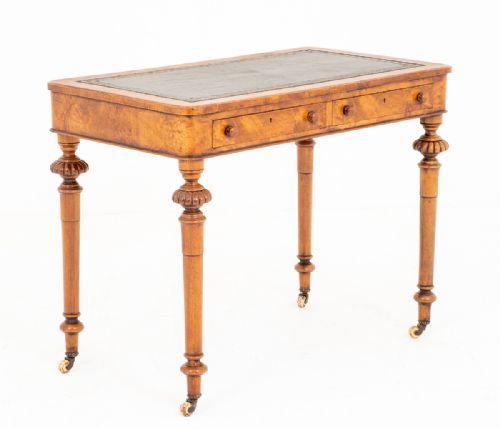 Burr Walnut 2 Drawer Writing Table