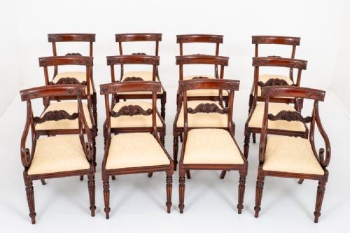 Set of 12 William IV Style Mahogany Dining Chairs