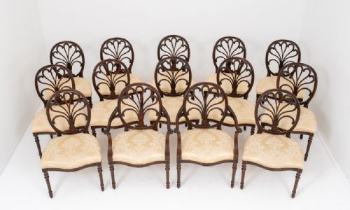 Magnificent Set of 14 Hepplewhite Design Mahogany Dining Chairs